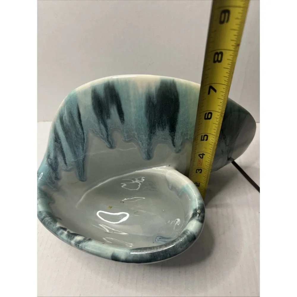 Vintage TV Lamp - Planter, Blue Teal Drip Glaze, Shell Design. Tested Works